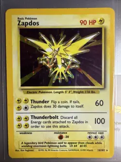 Pokemon TCG Zapdos Base Set 16/102 Holo Unlimited Holo Rare - Image 1