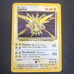 Pokemon TCG Zapdos Holo Rare Base Set Card 16/102 Unlimited LP - Image 1
