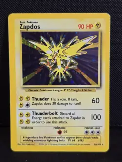 Pokemon TCG Zapdos Base Set 16/102 Holo Unlimited Holo Rare LP - Image 1