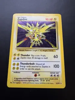 Pokemon TCG Zapdos Base Set 16/102 Holo Unlimited Holo Rare WOTC - Image 1