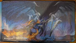 Final Fantasy Premium Holo Stitched edge PLAYMAT Bahamut and Ifrit ULTRA PRO MTG - Image 1