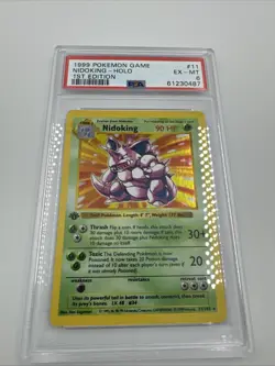 Pokemon Nidoking Base Set Shadowless 1st Edition Holo Rare #11 PSA 6 - Image 1