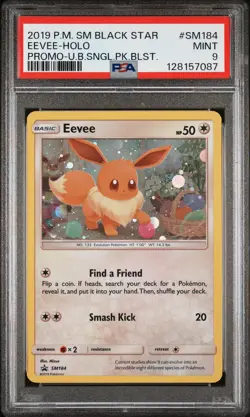 2019 POKEMON SM BLACK STAR PROMO #SM184 EEVEE-HOLO PSA 9 - Image 1