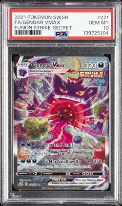 2021 POKEMON SWORD & SHIELD FUSION STRIKE SECRET FULL ART/GENGAR VMAX PSA 10 - Image 1