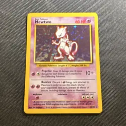 Pokemon Mewtwo 10/102 Base Set 60 HP Holo Rare Wizards 1999 Vintage Card - Image 1