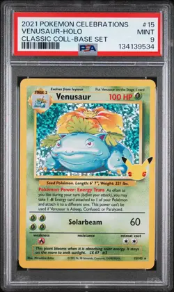 2021 POKEMON CELEBRATIONS CLASSIC COLL #15 VENUSAUR-HOLO PSA 9 - Image 1