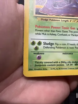 Pokemon Muk 13/62 – Fossil – Holo Rare – Heavy Play (B) - Image 5