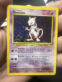 Pokemon Mewtwo 010/102 – Base Set – Holo Rare – Heavy Play - Image 3
