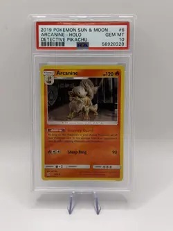 Pokemon 2019 Sun & Moon Detective Pikachu #6 Arcanine Holo Foil PSA Gem Mint 10 - Image 1