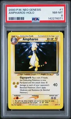 2000 POKEMON NEO GENESIS #1 AMPHAROS-HOLO PSA 8 - Image 1