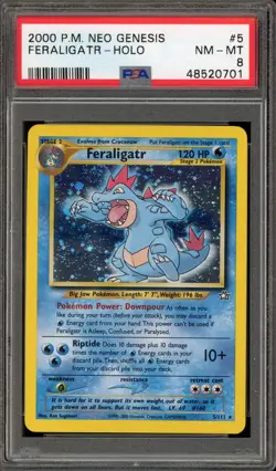 Pokemon Feraligatr Neo Genesis Unlimited Holo Rare #5 PSA 8 - Image 1