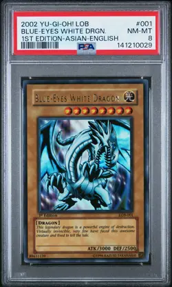 2002 YU-GI-OH! LOB-LEGEND OF BLUE EYES WHITE DRAGON BLUE-EYES WHITE DRAGON PSA 8 - Image 1
