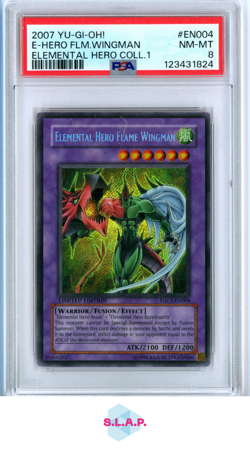 E-HERO FLM.WINGMAN ELEMENTAL HERO COLL.1 YU-GI-OH! 2007 EN004 PSA 8 - Image 1