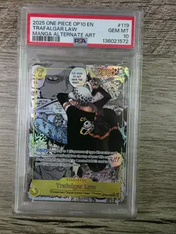 2025 One Piece OP10-Royal Blood Manga Alternate Art #119 Trafalgar Law Psa 10 - Image 1