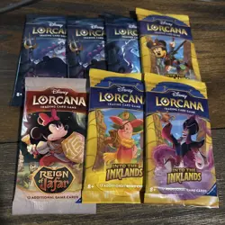 (7) Disney Lorcana Sealed Booster Packs Lot Ursula’s Return Inklands Reign Jafar - Image 1