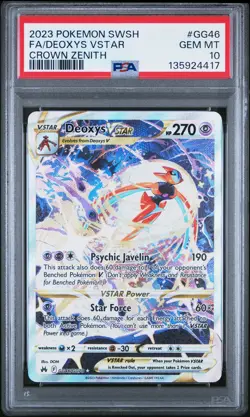 2023 POKEMON SWORD & SHIELD CROWN ZENITH #GG46 FULL ART/DEOXYS VSTAR PSA 10 - Image 1