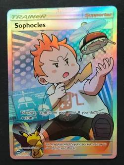 Sophocles 146/147 Burning Shadows SM FULL ART Trainer HOLO RARE Pokemon Card LP - Image 1