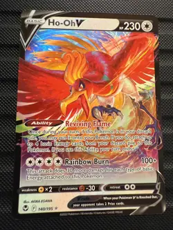 Ho-Oh V 140/195 Ultra Rare Silver Tempest Pokemon Card NM - Image 1