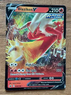 POKEMON TCG BLAZIKEN V ULTRA RARE FULL ART HOLO FOIL CARD 020/198 - Image 1