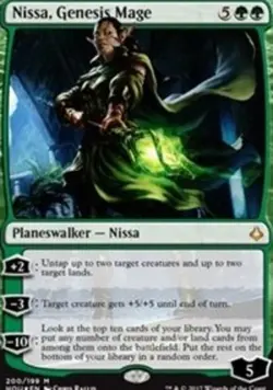 MTG Nissa, Genesis Mage - Foil, Hour of Devastation, Damaged, English - Image 1