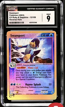 Pokemon Swampert EX Ruby & Sapphire Reverse Holo Rare #13 CGC 9 Mint - Image 1