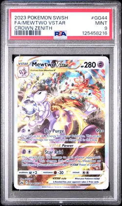 2023 POKEMON SWORD & SHIELD CROWN ZENITH #GG44 FA/MEWTWO VSTAR PSA 9 - Image 1