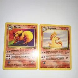 Pokemon TCG Base Set Card Lot - Flareon 19/64 & Rapidash 44/64 (1999, English) - Image 1
