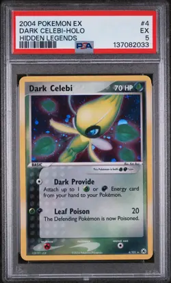 2004 POKEMON EX HIDDEN LEGENDS #4 DARK CELEBI-HOLO PSA 5 - Image 1