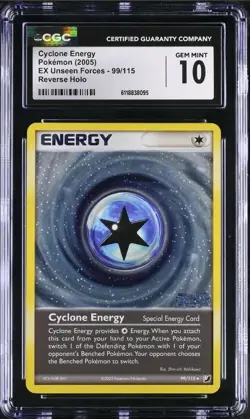 Cyclone Energy 99/115 EX Unseen Forces Reverse Holo Stamped Pokemon CGC 10 - Image 1