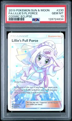 PSA 10 Lillie's Full Force Full Art 230/236 Cosmic Eclipse Pokemon TCG - Image 1