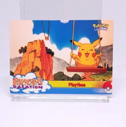 Pokemon Topps "Playtime" Pikachu's Vacation 57 Blue Logo - Image 1