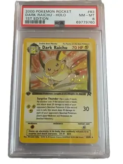2000 Pokemon Team Rocket Holo Rare Dark Raichu First Edition 83/82 PSA 8 - Image 1