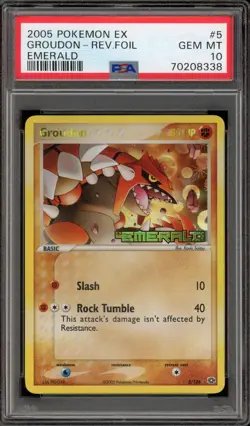 Pokemon Groudon EX Emerald Reverse Holo Rare #5 PSA 10 Gem Mint - Image 1