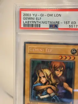 Yugioh 2003 Gemini Elf LON-000 1st Edition PSA 9 MINT Secret Rare - Holo Bleed - Image 4
