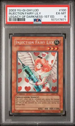 2003 YU-GI-OH! INJECTION FAIRY LILY 1ST EDITION LOD 100 PSA 6 HOLO BLEED FADED - Image 1