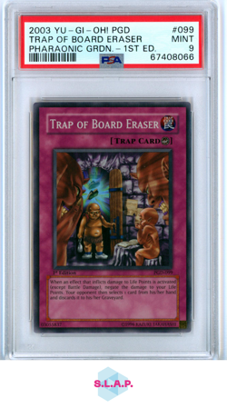 TRAP OF BOARD ERASER PHARAONIC GRDN.-1ST ED. YU-GI-OH! PGD- 2003 099 PSA 9 - Image 1