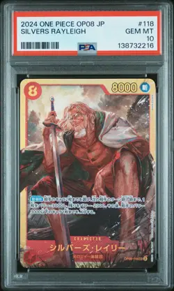 One Piece PSA 10 Silvers Rayleigh #OP08-118 Two Legends 2024 Japanese - Image 2
