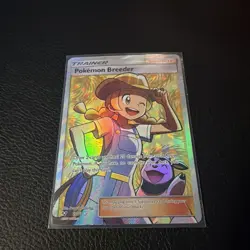 Pokemon Breeder 73/73 Shining Legends NM Full Art Card - Image 1