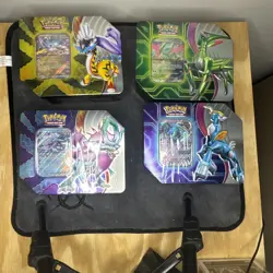 Pokemon TCG Azure Legends 4 Tin Lot Sealed 5 Booster Packs 1 Promo Card - Image 1
