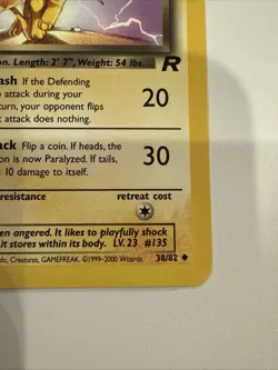 Dark Jolteon Team Rocket 38/82 Pokemon Card LP - Image 4