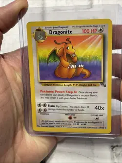 Pokemon Dragonite 19/62 Non Holo Rare WOTC Vintage Pokemon Card Fossil Set LP - Image 1