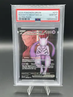 Pokemon Mewtwo EX Team Rockets Ultra Rare Card 213/182 Destined Rivals PSA 10 - Image 1