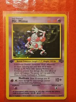 Pokemon Mr. Mime Jungle 1st Edition Holo Rare 40 HP Basic 6/64 1999 Card - Image 1