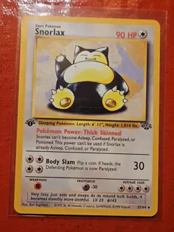 Pokemon Snorlax Jungle 1st Edition Rare 90 HP Basic 27/64 1999 Wizards Card - Image 1