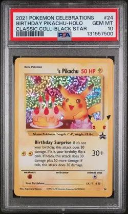 2021 POKEMON CELEBRATIONS CLASSIC COLL #24 BIRTHDAY PIKACHU-HOLO PSA 10 - Image 1
