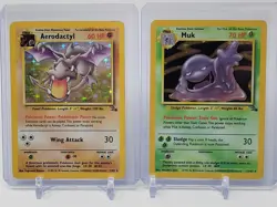 1999 Pokemon Fossil: Holo Rare Aerodactyl & Muk - 1/62 & 13/62 - Vintage - WOTC - Image 1
