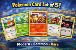 Pokemon Card Lot of 5 Modern Cards Common Uncommon Rare NM LP Random - Image 1