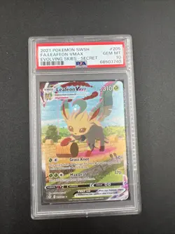 Pokemon Leafeon VMAX Secret Rare Alt Art Evolving Skies Holo #205 PSA 10 - Image 1