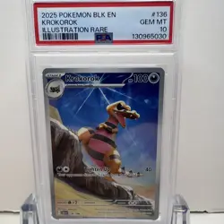 2025 POKEMON BLK EN-BLACK BOLT ILLUSTRATION RARE #136 KROKOROK - PSA 10 GEM MINT - Image 1