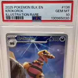 2025 POKEMON BLK EN-BLACK BOLT ILLUSTRATION RARE #136 KROKOROK - PSA 10 GEM MINT - Image 2